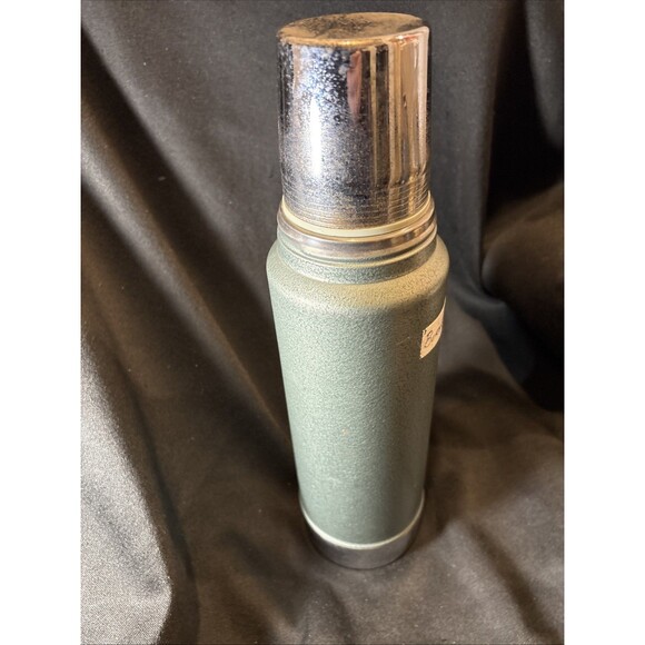 VTG Aladdin Stanley Thermos A-944C Quart No. 100 Cup No. 11 Stopper Green Steel - Picture 9 of 15